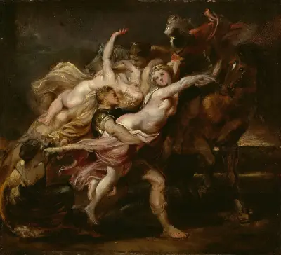 The Rape of the Daughters of Levkippos von Peter Paul Rubens
