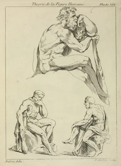 Three studies of seated male figures av Peter Paul Rubens