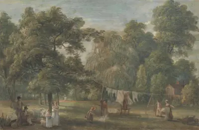 The Garden of Thomas Sandby’s House at Englefield Green near Windsor av Paul Sandby