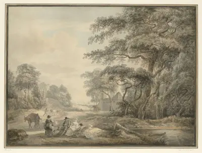Travellers Halted in a Wooded Landscape av Paul Sandby