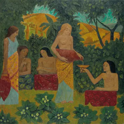 Libations, Cinq figures dans une fôret mythique, Paul Sérusier