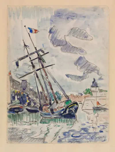 Boat in Port av Paul Signac