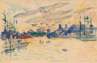 Marseille. Le vieux port, 1905 av Paul Signac