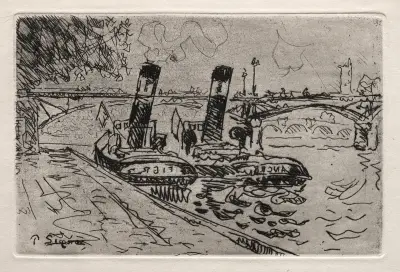 Paris, Le Pont des Arts avec Remorqeurs av Paul Signac