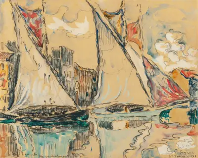 Saint-Tropez, Voiles Au Sec av Paul Signac