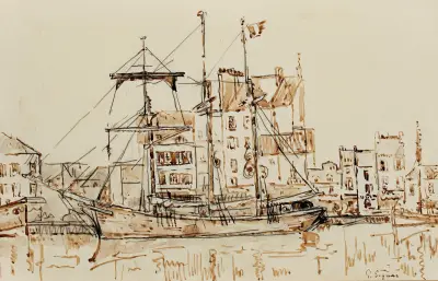 Trois-mâts au port av Paul Signac
