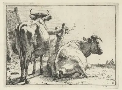 Two cows seen from behind von Paulus Potter