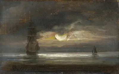 Two Sailing Boats By Moonlight, Peder Balke