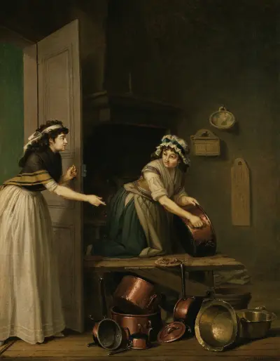 A Woman Furbishing Copper Pans von Pehr Hilleström