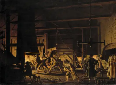 In the Anchor-Forge at Söderfors. The Smiths Hard at Work von Pehr Hilleström