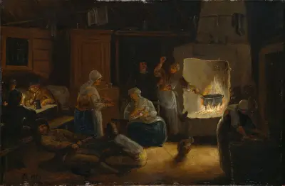 Inside a Peasant’s Cottage in Småland von Pehr Hörberg