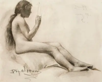 Seated Female Model av Pekka Halonen