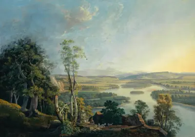 Landscape of the Rhine near the Isteinerklotz av Peter Birmann