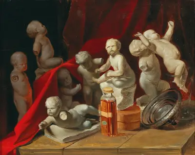 Still Life with Putti av Peter Fendi