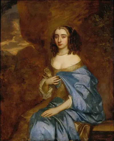 Portrait of a Lady with a Blue Drape av Sir Peter Lely