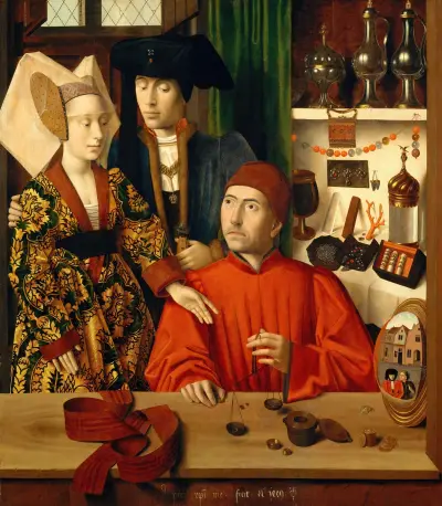A Goldsmith in his Shop av Petrus Christus
