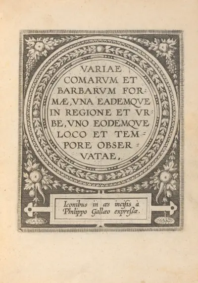 Variae Comarum et Barbarum formae – Title page, Philip Galle