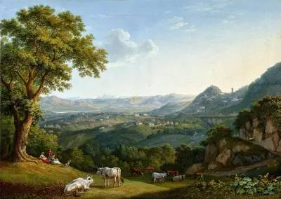 Blick auf das Arnotal und Fiesole av Jacob Philipp Hackert