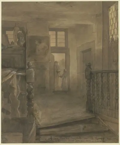 Vor der Wohnung Anton Radls im Hinterhaus des Heerd’schen Hauses in der Friedberger Straße 144 av Philipp Rumpf