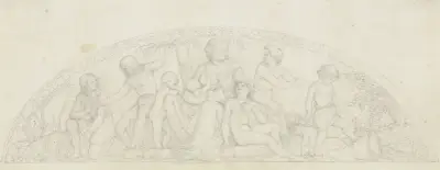 Erster Entwurf zu den ‘Sieben fetten Jahren’ für die Casa Bartholdy in Rom av Philipp Veit
