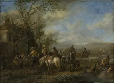 Armed Riders in Front of an Inn von Philips Wouwerman