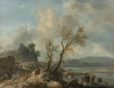 Landscape with Sandy Path beside a River von Philips Wouwerman