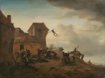 Peasants Fighting near a Village von Philips Wouwerman