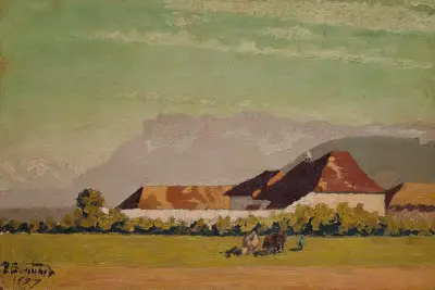 Ferme dans un paysage du Dauphiné av Pierre Bonnard