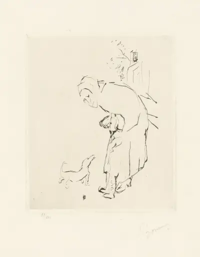 La vieille femme, l’enfant et la basset av Pierre Bonnard