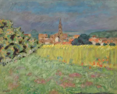 Le Champ De Blé Devant L’église av Pierre Bonnard