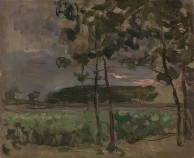 Field with Young Trees in the Foreground av Piet Mondrian