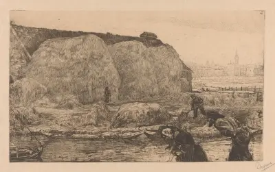 Bauernhof mit Heuhaufen am Jaagpad in Amsterdam von Pieter Dupont