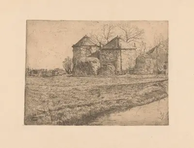 Bauernhof mit zwei Heuschobern von Pieter Dupont