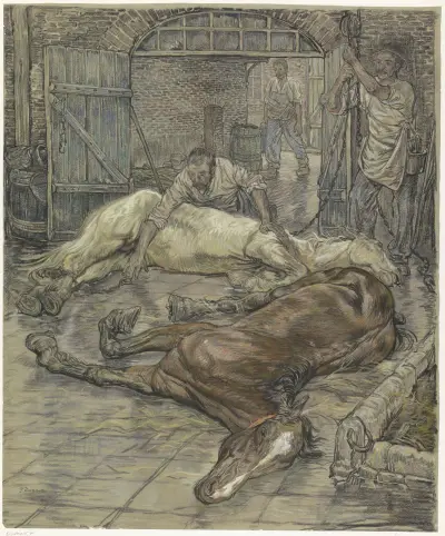 Das Schlachten zweier Pferde von Pieter Dupont