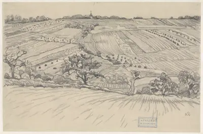 Hügelige Landschaft mit Kornfeldern von Pieter Dupont