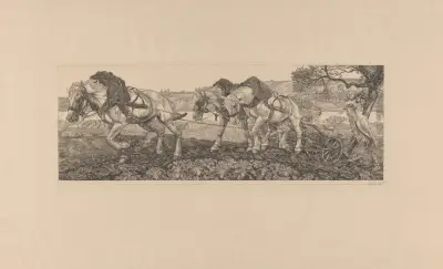 Pflügende Pferde von Pieter Dupont