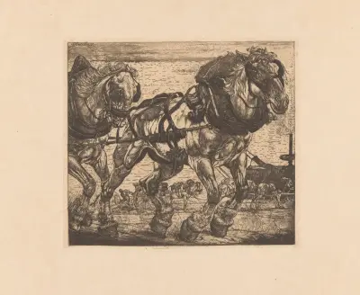 Zugpferde an der Seine in Paris von Pieter Dupont