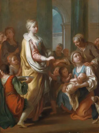St. Elisabeth Distributes Alms av Pietro Rotari