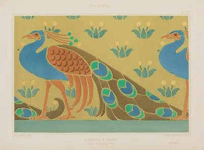 Bordure & semis, paons & fleurettes av Maurice Pillard Verneuil