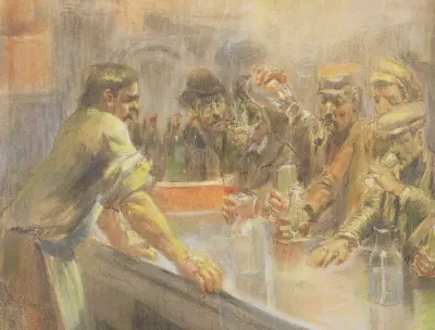 At a bar in Paris av Władysław Podkowiński