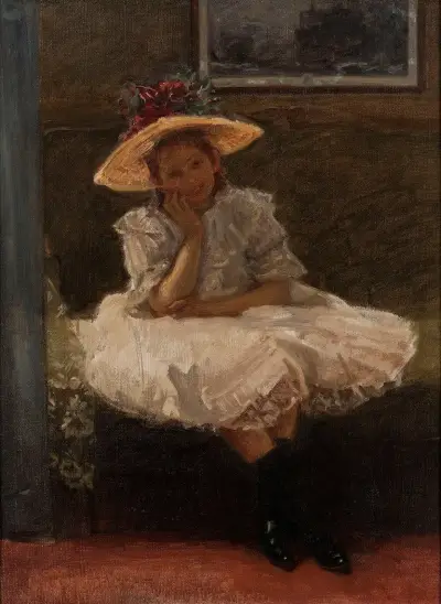 Girl in a hat av Władysław Podkowiński