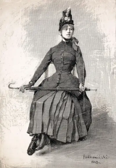 Woman with an umbrella av Władysław Podkowiński