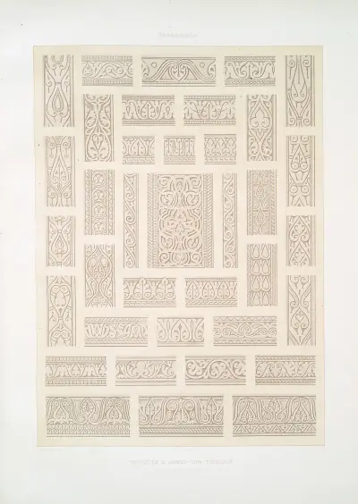Arabeski; meczet Ahmeda ibn Tuluna, detale ornamentyki (IX wiek), Émile Prisse d'Avennes
