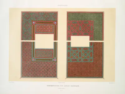 Arabeski; ornamentacja mauretańskiego Koranu (XVIII wiek); 5 i 8, Émile Prisse d'Avennes