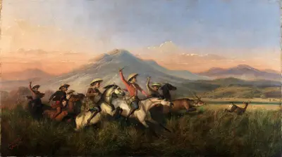 Sześciu jeźdźców ścigających jelenia, Raden Saleh