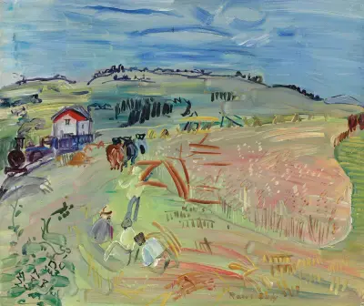 Landschaft mit Weizenfeld und Ochsen von Raoul Dufy