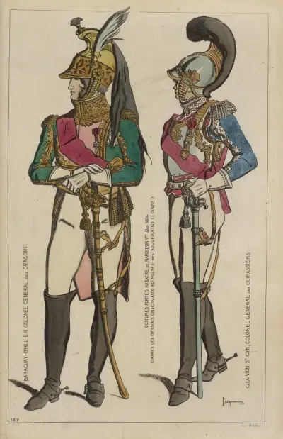 Baraguay-d’Hillier, colonel general des dragons. Costumes portés au sacre de Napoleon 1er Dec. 1804. av Raphaël Jacquemin