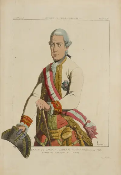 Baron de Laudon, général Autrichien, vers 1790 av Raphaël Jacquemin