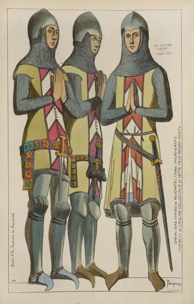 Chevaliers comtes de Neuchatel. (Suisse.) Milieu du XIVe s[iècle.] av Raphaël Jacquemin