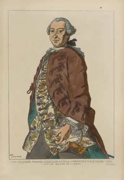 Jean Sigismond Pfinzing, conseiller d’etat de l’imperatrice d’Allemagne. 1763 av Raphaël Jacquemin